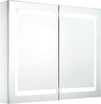 vidaXL Mueble De Ba&ntilde;o Con Espejo Led 80x12,2x68 Cm Vidaxl