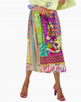 Me369 Vanessa Printed Midi Skirt In Artisian