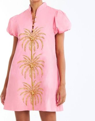 Mestiza New York Elliana Barong Mini Dress In Aurora Pink/gold