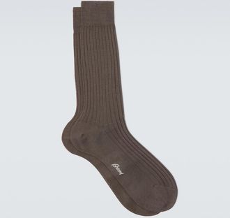 Brioni Ribbed-knit cotton socks