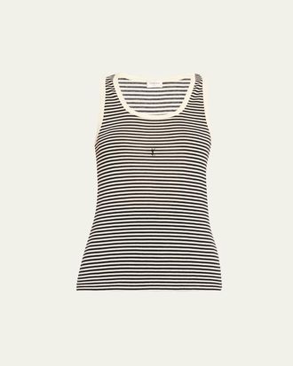Saint Laurent YSL Logo Striped Tank Top