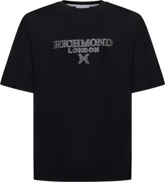 John Richmond T-shirt met voorlogo London X - Heren - T-shirts - Zwart - S - Katoen - Tops