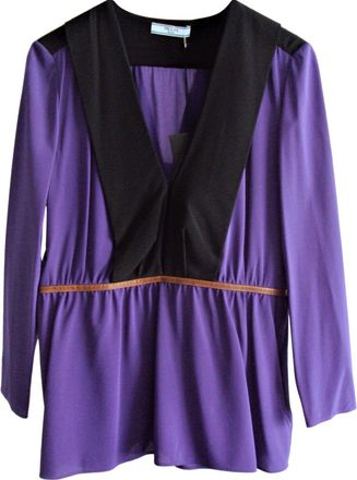 Prada Purple & Black Silk Blouse