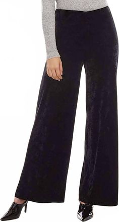 Karen Kane Crushed Velvet Wide Leg Pants In Black