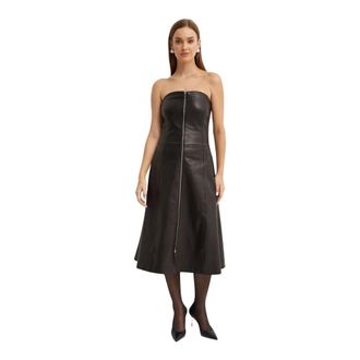Khaite Valerie Strapless Leather Midi Dress - female - Khaite - Midi Dresses - Black - S - Dresses