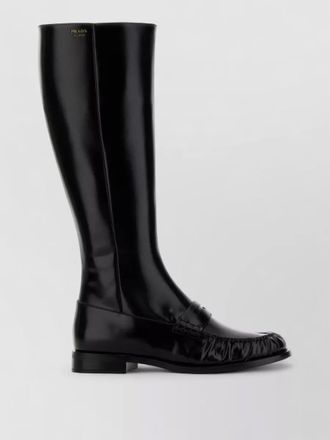 Prada knee-high leather boots glossy finish