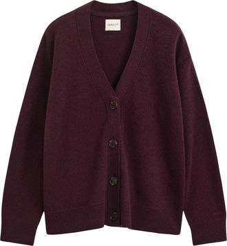 GANT Cardigan in Lavorazione Lavorata a Maglia Superfine Lambswool - - Knitwear - Donna - Viola - M