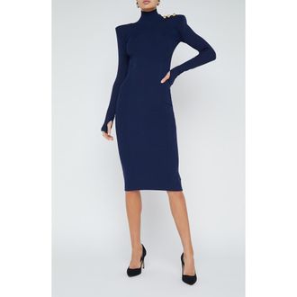 L'agence Larelle Long Sleeve Sweater Dress in Midnight/Gold Rose at Nordstrom Rack, Size Large
