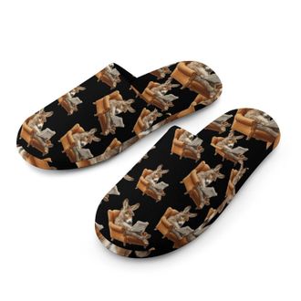 Generic Funny Donkey Reading Newspaper Mens Cozy Memory Foam Slippers Warm Cotton House Shoes Comfy Slipper for Indoor Outdoor