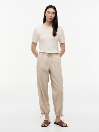 Tommy Hilfiger Womens Linen-Cotton Blend Pull-On Pant - Beige - XXL