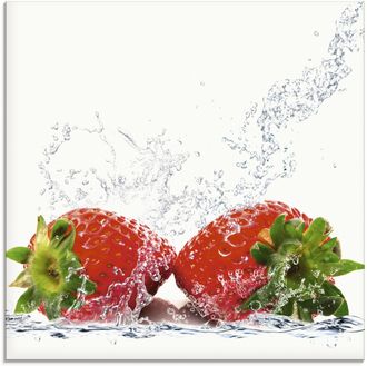 Artland Glasbild »Erdbeeren mit Spritzwasser« Lebensmittel 1 Stk. tlg. in verschiedenen Grössen
