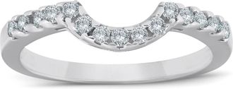 Pompeii3 1/4ct Curved Diamond Notched Wedding Ring Enhancer 14K White Gold