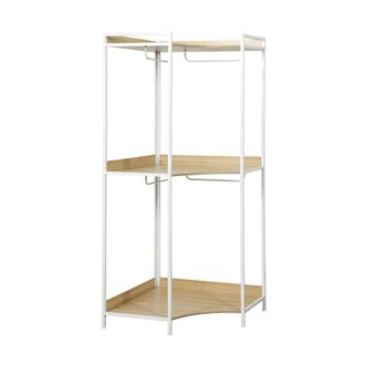 Sweeek M&oacute;dulo armario esquinero con 4 armarios y 2 estantes, blanco