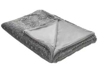 Beliani Plaid In Poliestere Grigio 150 X 200 Cm Motivo A Stelle Dorate Coperta Alazeya