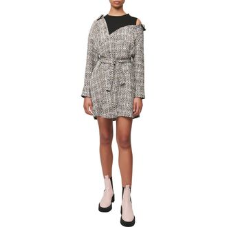 Maje Riatola Asymetric Belted Long Sleeve Shirtdress in Pale Pink at Nordstrom Rack, Size 2 Us / 34 Fr