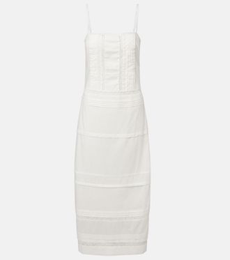 Staud Corinna embroidered cotton voile midi dress