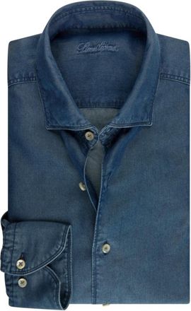 Stenstr&ouml;ms Slim Fit Denim Overhemd met Cut Away Kraag - Heren - Spijkeroverhemden - Blauw - M - Denim - Overhemden