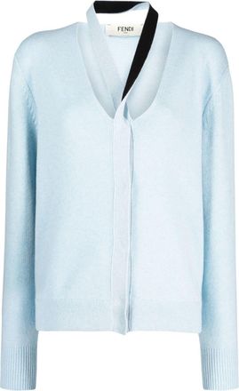 Fendi V-neck knitted cardigan - women - Wool/Polyamide/Cashmere/Elastane - 42 - Blue