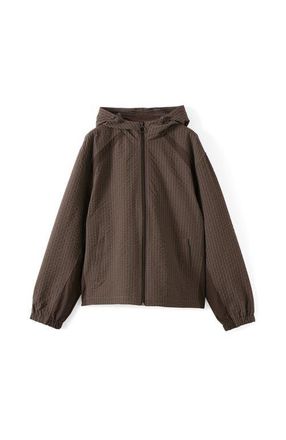 Cotton On Mens Hooded Spray Jacket in Chocolate Check at Nordstrom, Size X-Small