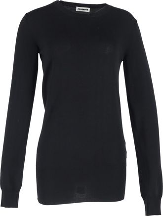 Jil Sander Jil Sander effen trui met ronde hals in zwarte wol