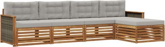 vidaXL Conjunto De Sof&aacute;s De Exterior 5 Uds. Natural Y Gris Claro Vidaxl