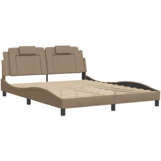 vidaXL Estructura De Cama Viana Con Led Sin Colch&oacute;n Capuchino 160x200 Cm Vidaxl