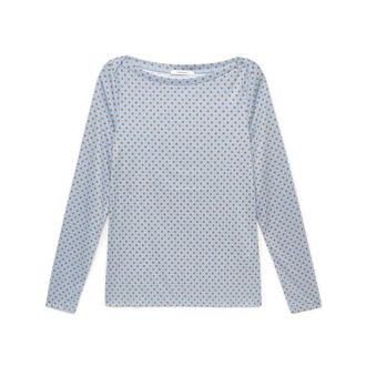Maliparmi Micro Print Jersey T-Shirt - Dames - Longsleeves - Blauw - S - Polyester - Tops