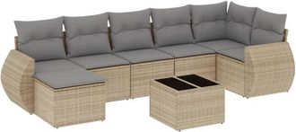 vidaXL Vidaxl - Juego De Sof&aacute;s De Jard&iacute;n Con Cojines Beige 8 Pzas Rat&aacute;n Pe