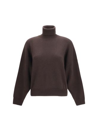 Brunello Cucinelli Brown Solid Turtle Neck Sweater