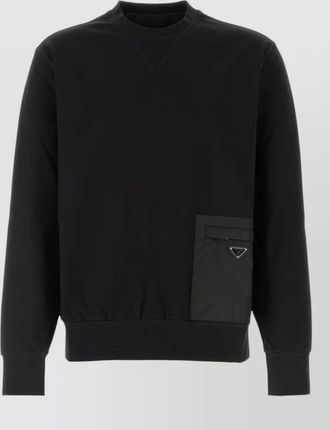 Prada stretch jersey sweatshirt crew neck pocket