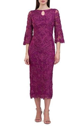 JS Collections Perla Soutache Sheath Dress in Plum Caspia at Nordstrom Rack, Size 2