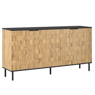 Urban Meuble Aparador grande efecto madera damero de 2 puertas 160x35x80,5 cm