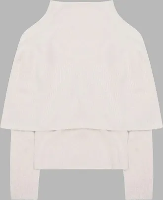 Alysi Merino Wool and Cashmere Cowl-Neck Sweater - White