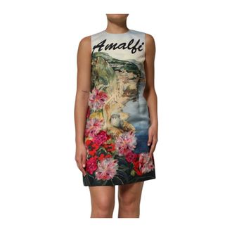Dolce & Gabbana Vestido Mini con Estampado Gr&aacute;fico y Adorno de Cristal - Dresses - Mujer - Multicolor - 2XS