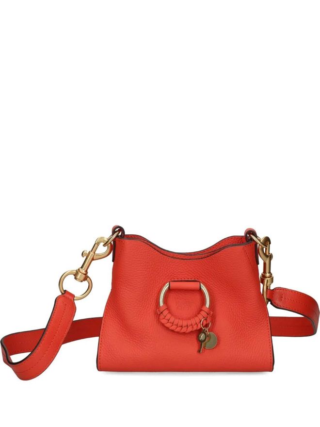 mini Joan braided-ring leather cross body bag - Orange