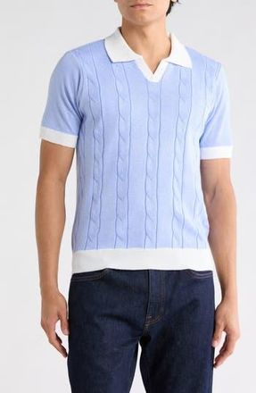 Tom Baine Johnny Collar Knit Polo Sweater in Blue at Nordstrom Rack, Size Xx-Large
