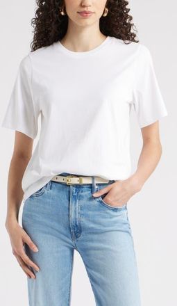 Nordstrom Relaxed Fit Pima Cotton Crewneck T-Shirt in White at Nordstrom, Size Xx-Small