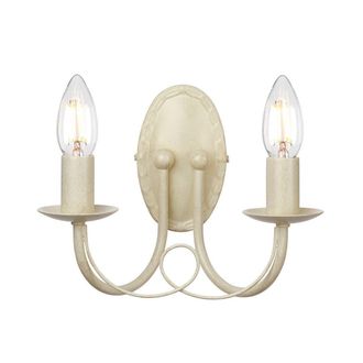 Netlighting Minster 2 Light Indoor Candle Wall Light Gold Ivory E14 in White