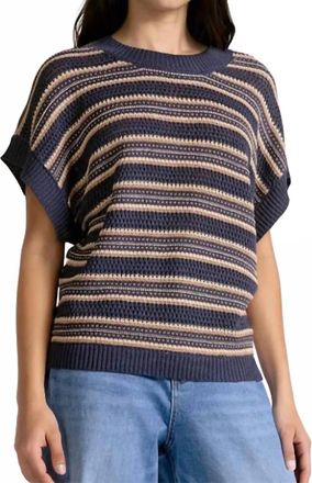 Elan Short Sleeve Crewneck Sweater In Navy