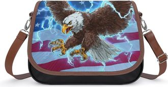 Generic USA Flag Bald Ea-gles Crossbody Bags for Women Shoulder Messenger Bag Purse Handbags