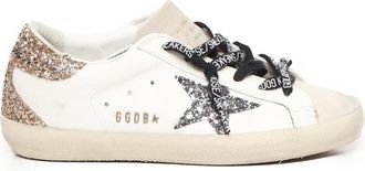 Golden Goose Sneakers, female, White, Size: 7 US White Glitter Lace-Up Sneakers