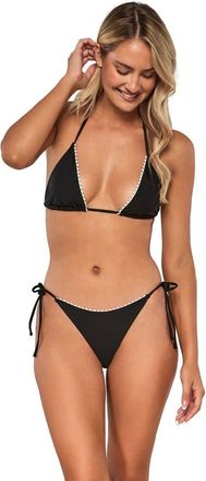 Swim Systems Pom Pom Tie Side Bikini Swim Bottoms in Black at Nordstrom, Size X-Large