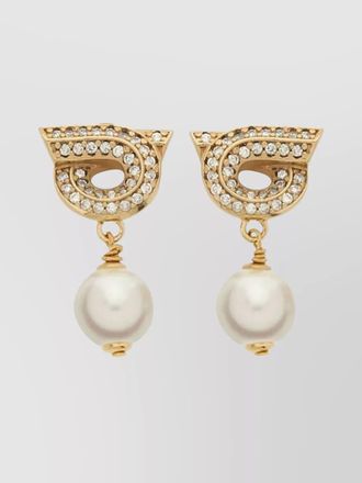 Ferragamo gancini earrings pearls and crystal drops