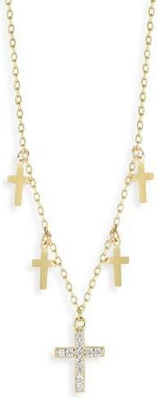 Sphera Milano Cubic Zirconia Cross Charm Necklace in Gold at Nordstrom Rack