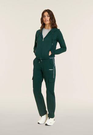 Freddy Felpa cropped con cappuccio e zip, inserti elastici logati