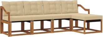 vidaXL Conjunto De Sof&aacute;s De Exterior 5 Uds. Natural Y Beige Vidaxl