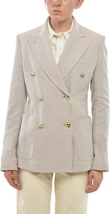 Max Mara Grey Textured Peaked Lapel Blazer