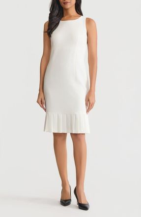 Kasper Pleat Hem Sleeveless Sheath Dress in Vanilla Ice at Nordstrom, Size 18