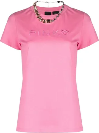 Pinko embroidered logo T-shirt - women - Cotton - L