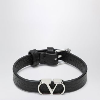 Valentino Garavani Bracciale VLogo Signature in pelle di vitello nera
